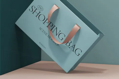 高品质时尚品牌购物袋手提纸袋贴图样机PSD模板 Fashion Psd Shopping Bag Mockup