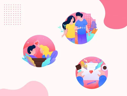 扁平情人节主题彩色EPS矢量插画设计素材 Valentine