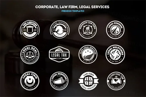 12组律师事务所法律复古风格徽章商标模版素材 Logos Law Firm  Legal Services