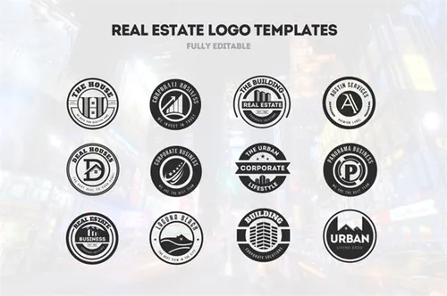 12组房地产商业徽章商标模版素材 Real Estate  Business Logos