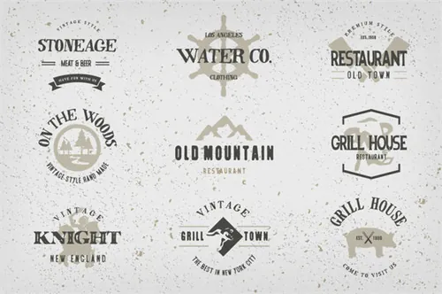手绘复古风格徽章商标模版素材 Vintage Hand Drawn Logos V1