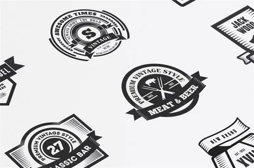 22组复古风格徽章商标模版素材 Vintage Templates , Badges , Logos