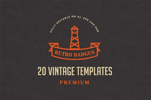 20组复古风格徽章商标模版素材 Vintage Logos  Badges
