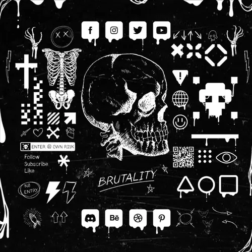 潮流复古未来派酸性艺术恐怖生化街头服饰流行装饰元素合辑 St