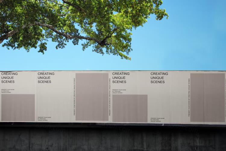 户外街头墙体宣传印刷广告贴图展示样机PSD模板 Wall P