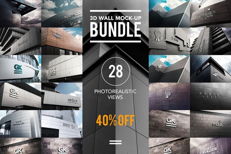 3D Logo Wall Bundle Mock-Up三维LOGO墙