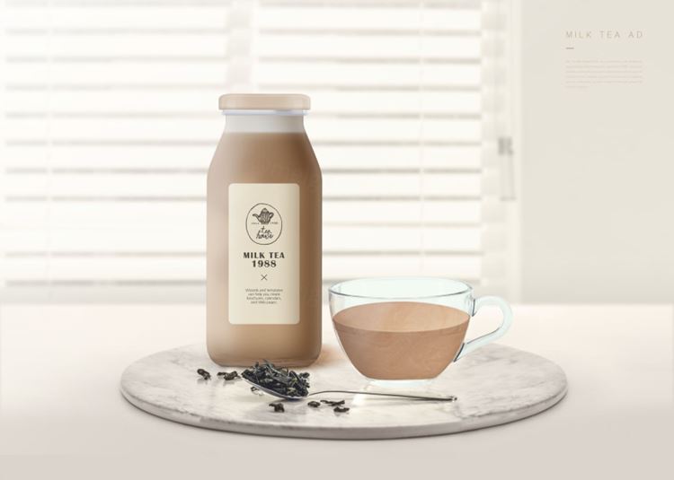 茶味奶茶样机场景模拟模板