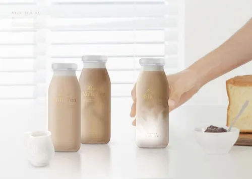 简约的瓶装奶茶样机场景模拟模板