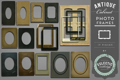 老式橱窗相框设计素材Antique Cabinet Photo Frames