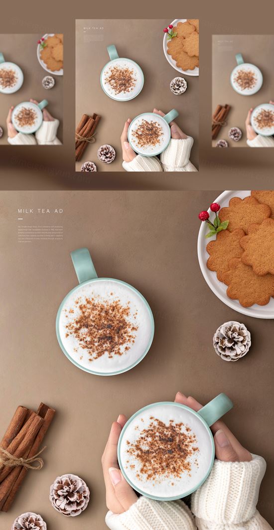 手持花样样式奶茶样机场景模拟模板