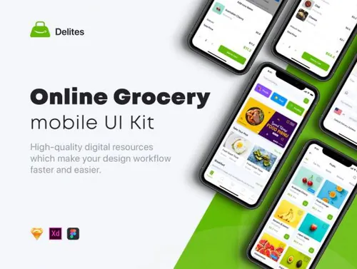 下厨房在线食谱杂货铺销售APP UI界面素材 Delites - On