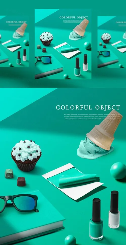 蓝色VI品牌指甲油套装设计展示样机