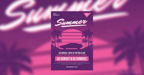 复古夏日活动聚会传单设计模板 Retro Summer Party