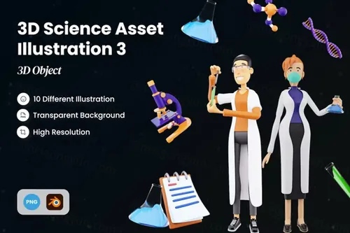 三维渲染生物化学科研人员主题3D人物插画素材 3D Scie