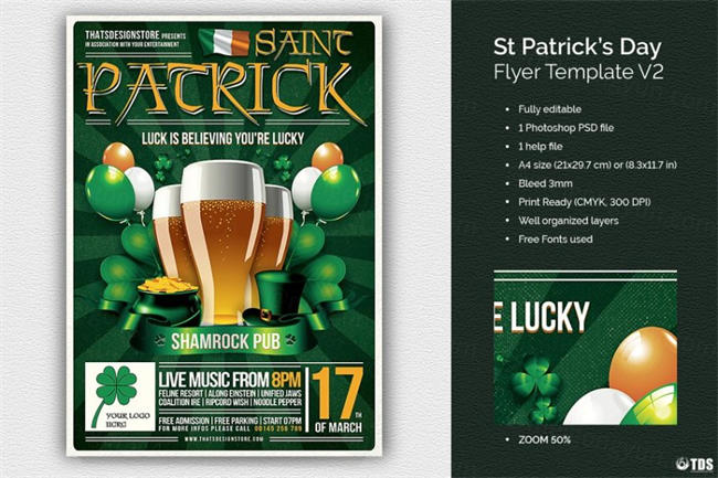 圣帕特里克节传单海报模板 Saint Patricks Day Flyer