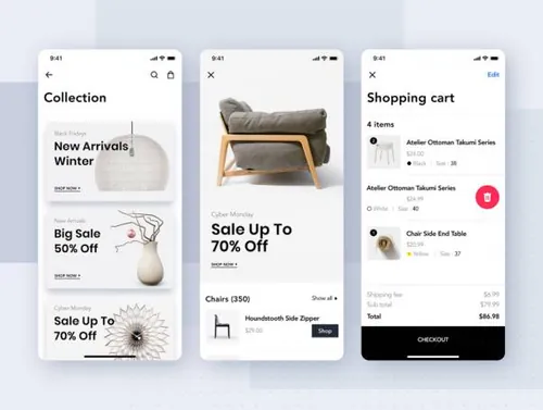 家具店应用程序用户界面工具包Loza - Furniture Shop