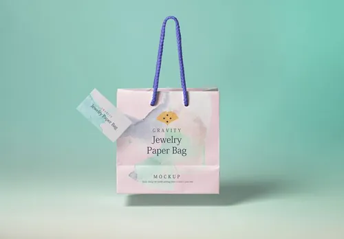 购物袋纸袋设计贴图展示模版 Psd Gravity Shopping Bag Mockup