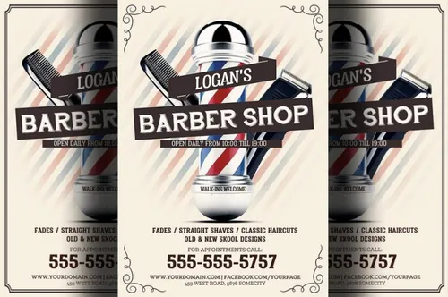高端理发店海报模板 Barber Shop Flyer Template