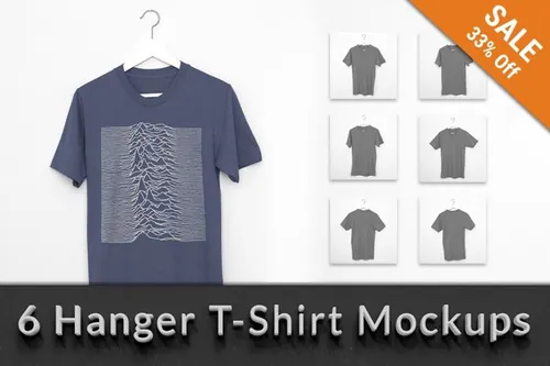 高品质的T恤贴图展示样机PSD模版 T-Shirt Hanger Apparel Mockups