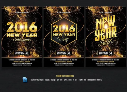 新年海报模板 New Year Party Bash Flyer