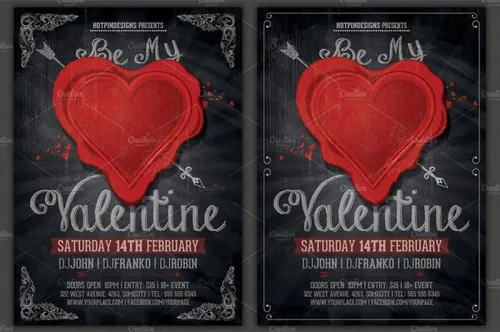 情人节海报模板 Vintage Valentines Day Party Flyer