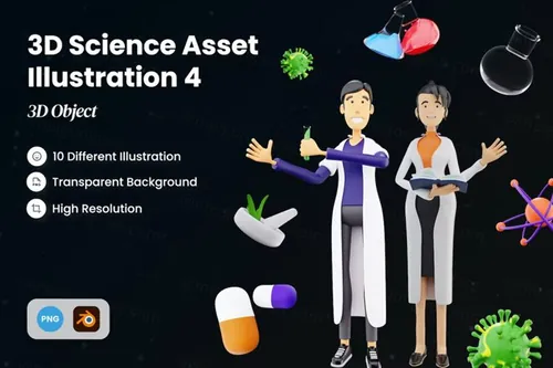 三维渲染生物化学科研人员主题3D人物插画素材 3D Scie