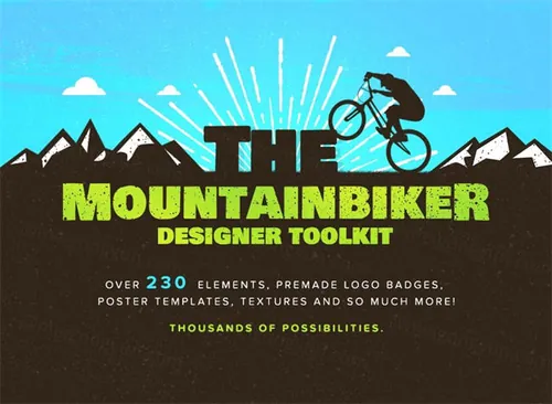 山地自行车极限运动品牌标志Logo模板 The-Mountainbiker-Designer-Logo-Kit