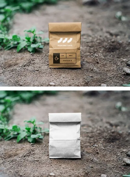 牛皮纸食品包装袋贴图展示模版 Kraft Paper Bag Mockup