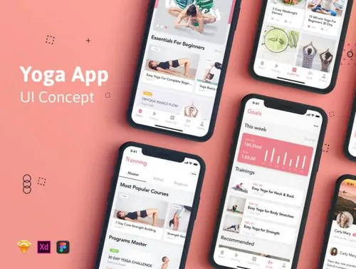 瑜伽健康护理在线培训课程支付学习平台UI素材 Yoga Fitness