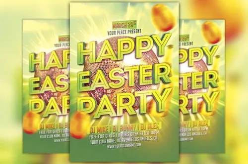 复活节快乐派传单海报模板 Happy Easter Party Flyer