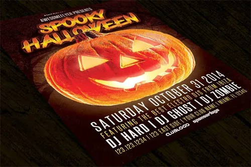 万圣节派对海报模板 Spooky Halloween Party Flyer