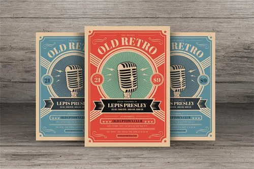 旧的经典的音乐海报模板 Old Retro Music Flyer