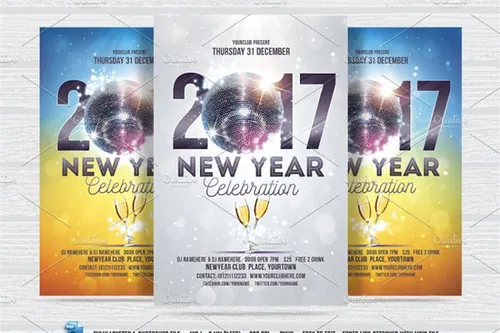 新年庆祝海报模板 New Year Celebration Flyer