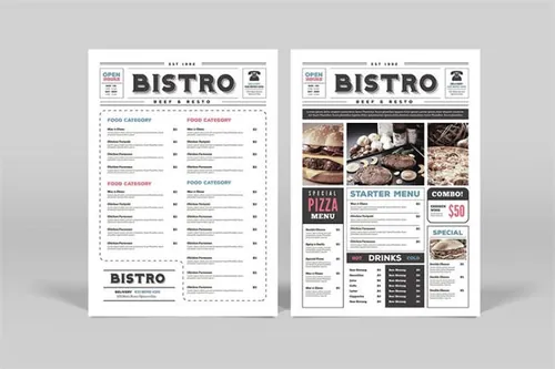 报纸风格的美食海报模板 Newspaper Style Food Menu