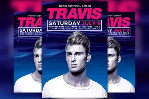 DJ俱乐部聚会传单海报模板 DJ Travis Club Party Flyer