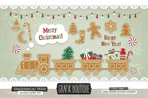 Christmas gingerbread train vector