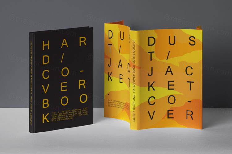 高质量带有防尘套书皮的书籍封面设计展示样机模板 Dust Jacket Psd Book Mockup Set