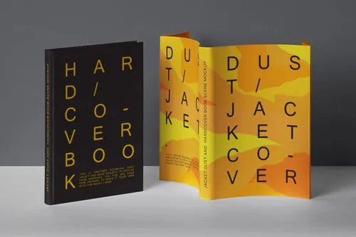 高质量带有防尘套书皮的书籍封面设计展示样机模板 Dust Jacket Psd Book Mockup Set
