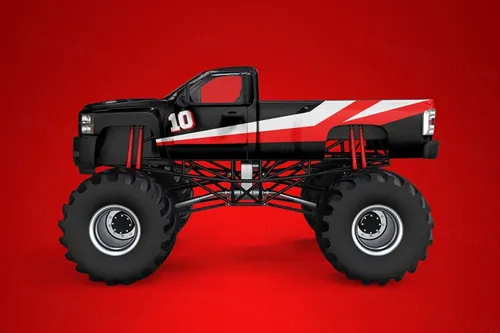 山地越野车品牌车身广告设计提案样机PSD模板 Mockup of a monster truck