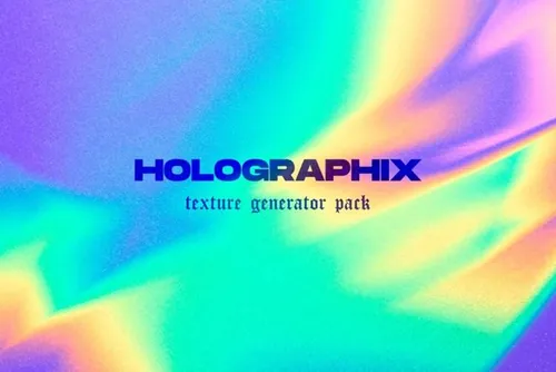 全息镭射迷幻颗粒感渐变背景生成器PSD模板 Holograp