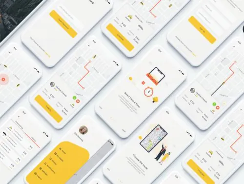 出租车应用程序UI工具包QUBER Taxi App UI UX Ki