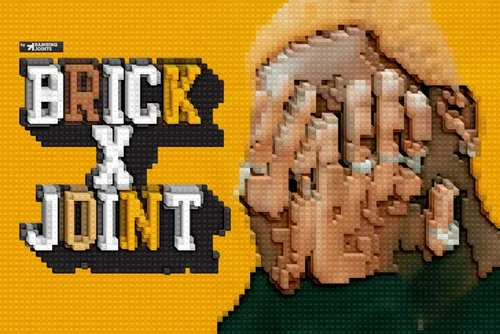 高质量复古乐高几何马赛克风格创意3D积木效果PS动作素材 B