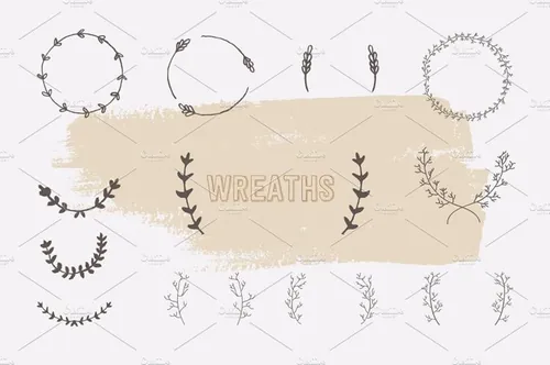 手绘花环花圈矢量素材合辑 Wreaths