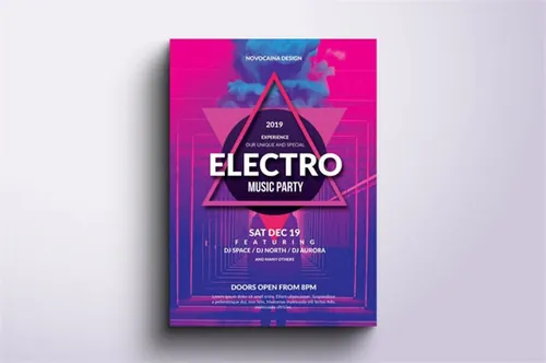 电子音乐派对海报传单设计模板素材 Electro Music Party