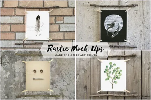 别具一格的艺术作品海报展示样机 Rustic Mock Ups for 8×10 Art Prints