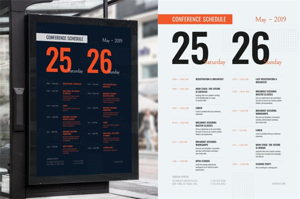会议日程海报设计模板素材 Conference Schedule Poster