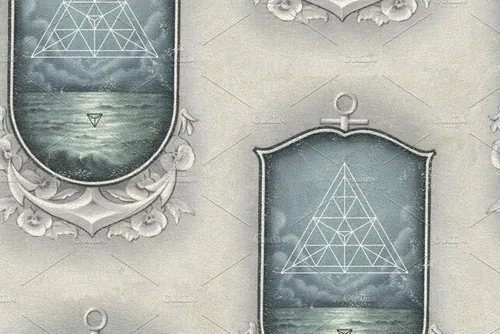 航海几何无缝背景设计素材Nautical-Geometric