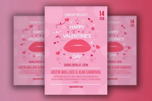 粉色情人节活动主题海报设计模板 Valentine’s Day Poster