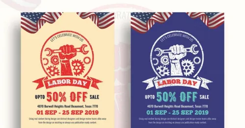 劳动节促销打折活动传单设计模板