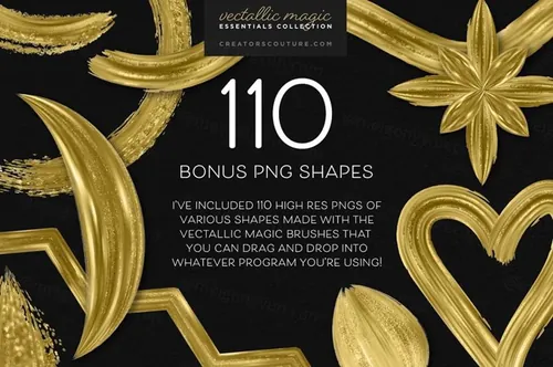 金色质感笔触笔刷下载 Vectallic Magic Bru